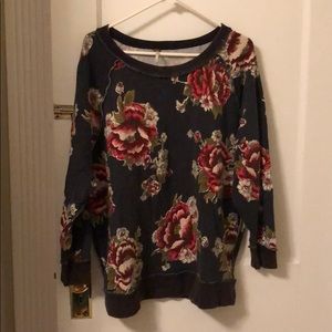 Floral Free People oversized pullover sweatshirt